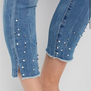 Blue Women's Pearl Detail Capri